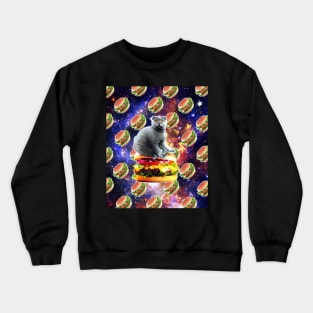 Hamburger Astro Cat On Burger Crewneck Sweatshirt